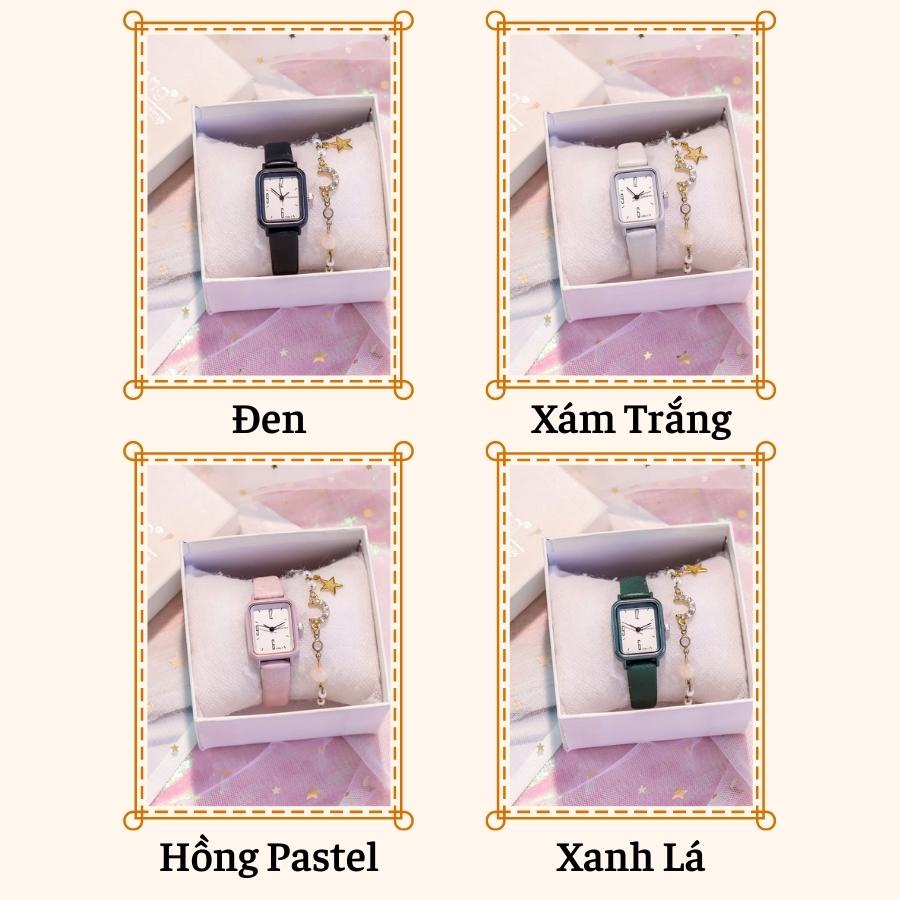 Đồng hồ nữ đeo tay mặt vuông chính hãng dây da đẹp giá rẻ LaCy Watch DHJI0014