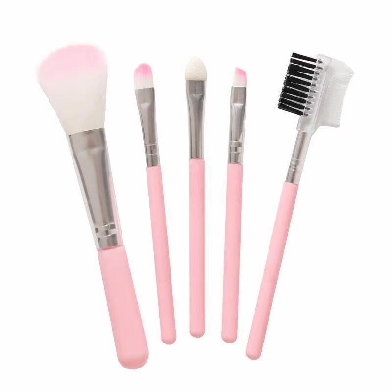 [Hàng mới về] Set 5 cọ trang điểm mini màu hồng đánh phấn nền/che khuyết điểm/kẻ mắt/kẻ mày chuyên dụng