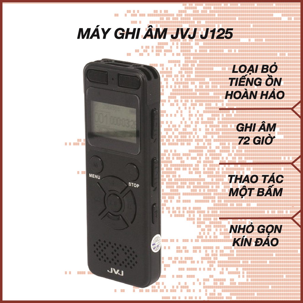 Máy Ghi Âm Chuyên Nghiệp JVJ J125 16GB - Bảo Hành 12 Tháng