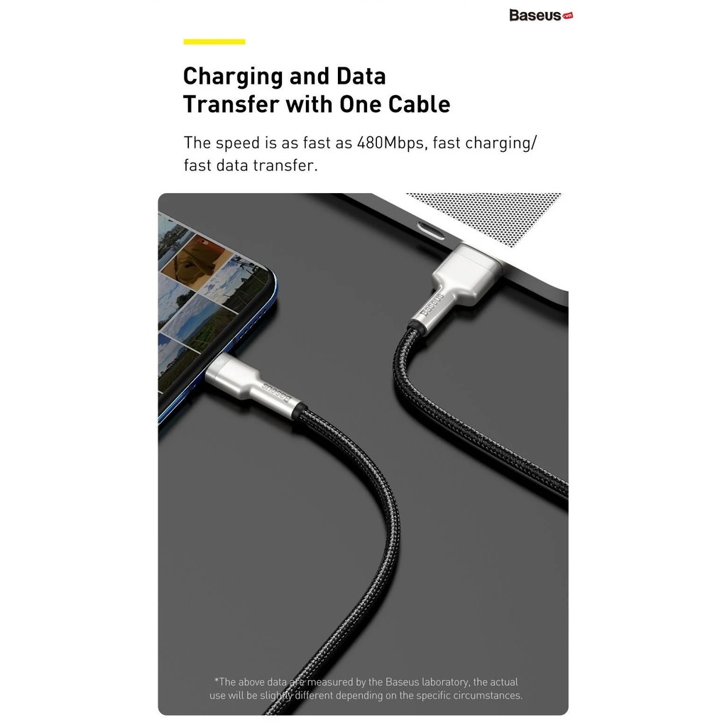 Cáp sạc nhanh và truyền data Baseus Cafule Series Metal USB to TypeC dài 2M, Super QC 40W (Màu Random)