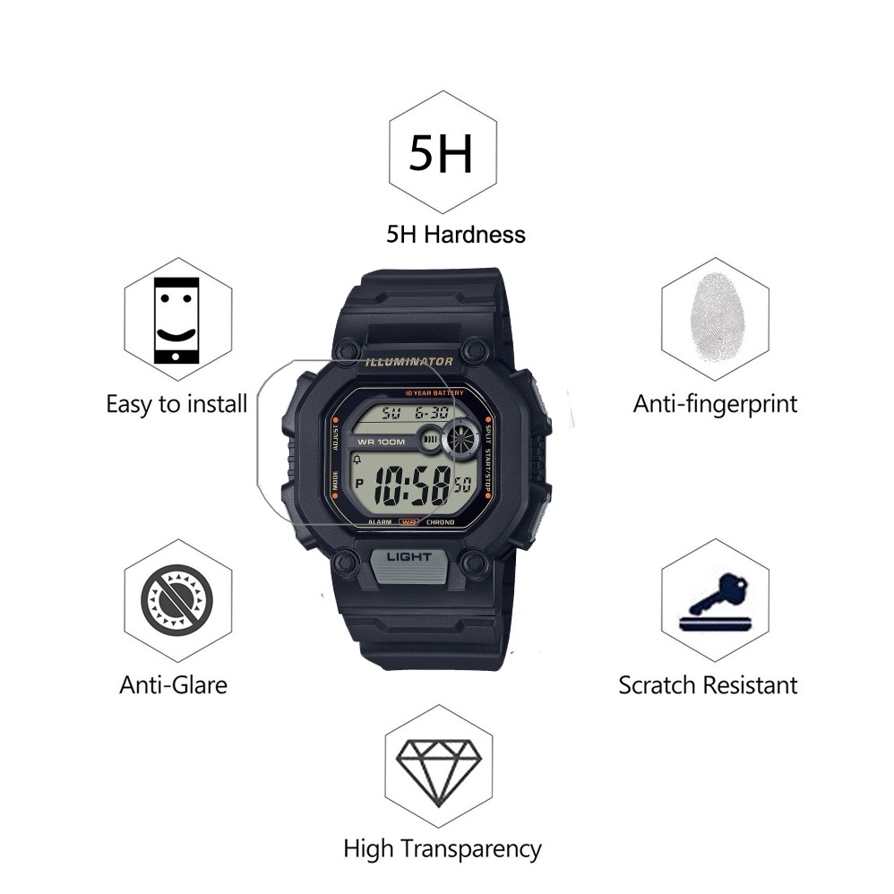YIFILM Set 3 Kính Cường Lực Nano Chống Cháy Nổ Cho Đồng Hồ Casio W-737HX WS-1400H HD