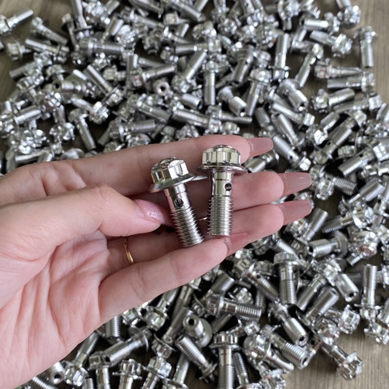 Ốc heo dầu, dẫn dầu Nissin ,Brembo chuẩn inox 304 sáng bóng Vua Miên
