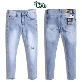 Quần jean nam Gấu 194 wass rách kiểu vải jeans co dãn, dày dặn form slimfit - Rách Một Gối - 701