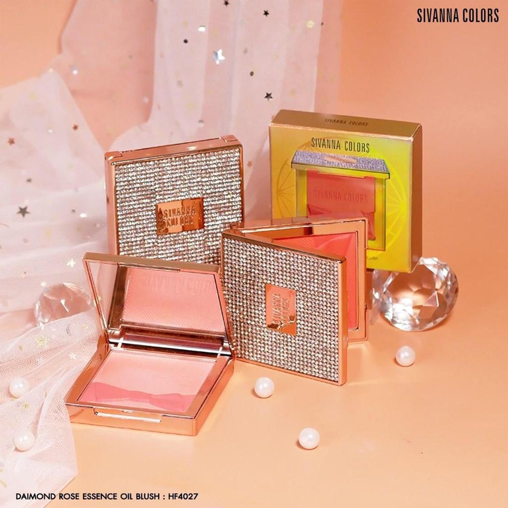 Phấn má Sivanna Colors Diamond Rose Essence Oil Blusher (vỏ đính đá) HF4027