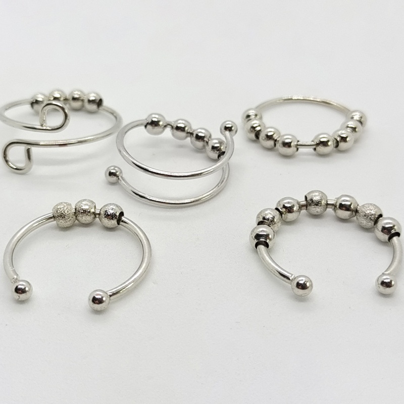 Set 5 Nhẫn Bạc Có Thể Điều Chỉnh Kích Cỡ Dành Cho Nữ