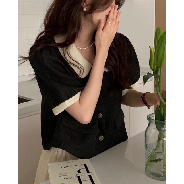 💗 Áo phối màu basic phong cách Hàn Melimeli 💗