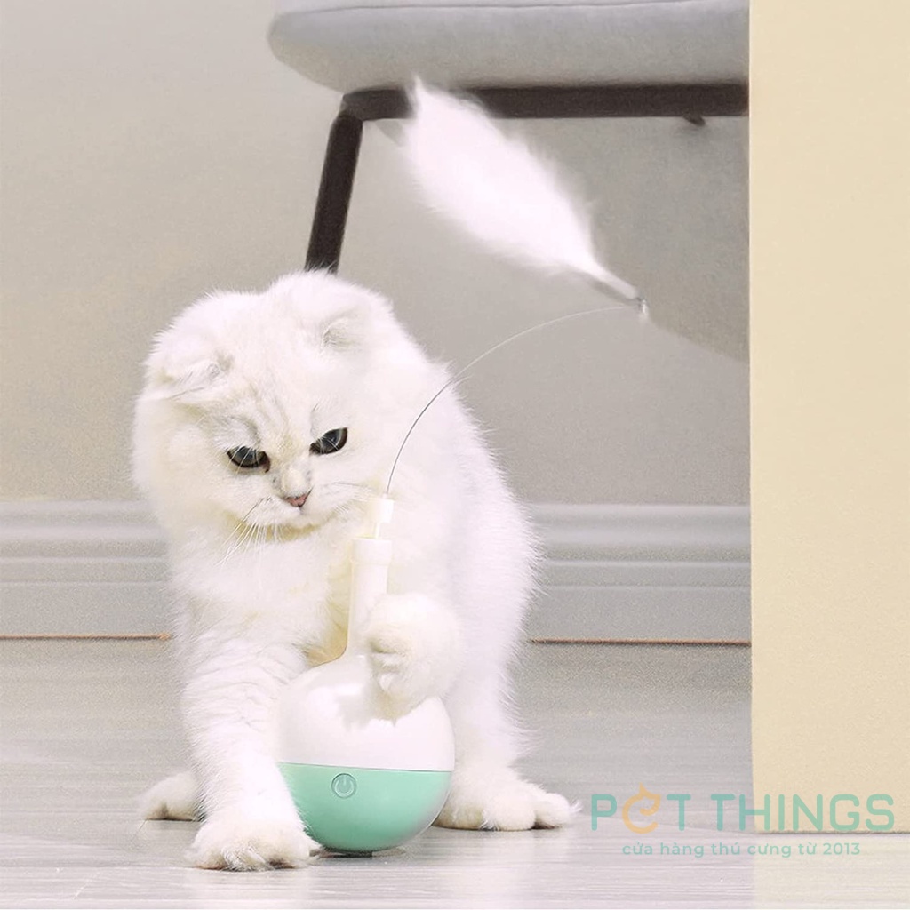 Đồ chơi cần câu mèo Top Cat tự động xoay & nhả thức ăn Pakeway chạy pin