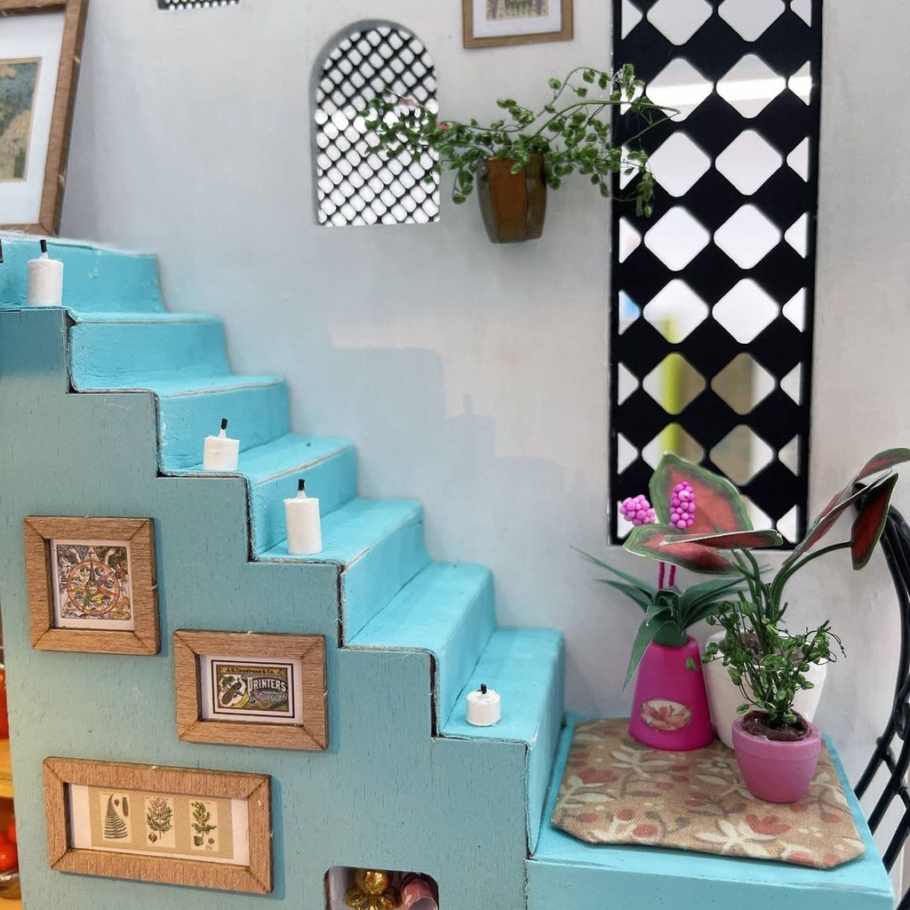 Mô Hình Gỗ 3D Lắp Ráp ROBOTIME DIY Dollhouse Nhà Tí Hon Joy's Peninsula Living Room DG141