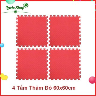 Bộ 4 Miếng Thảm Xốp Mềm Lót Sàn Màu Đỏ 60x60cm