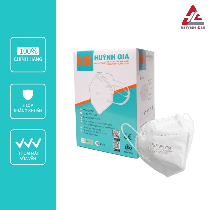 [Chính hãng] Khẩu trang N95 Huỳnh Gia hộp 20 cái