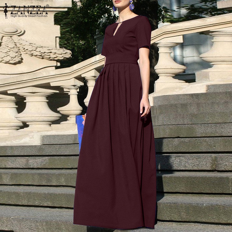 Zanzea Đầm Ngắn Tay Cổ Bẻ Phong Cách Châu Âu Thời Trang Cho Nữ