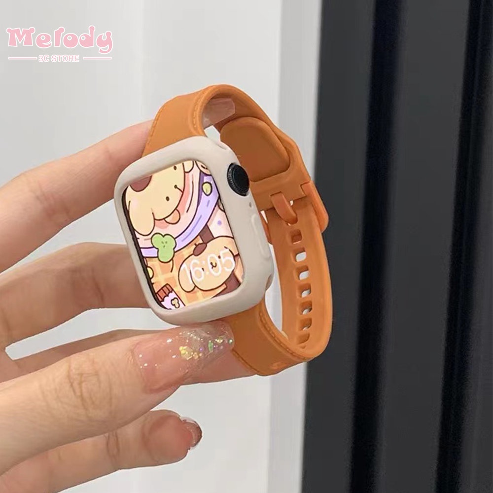 Dây Đeo Silicone Kèm Ốp Bảo Vệ Cho Đồng Hồ Thông Minh iwatch 45 / 44 / 42 / 41 / 40 / 38mm Series 8 7 6 SE 5 4 3