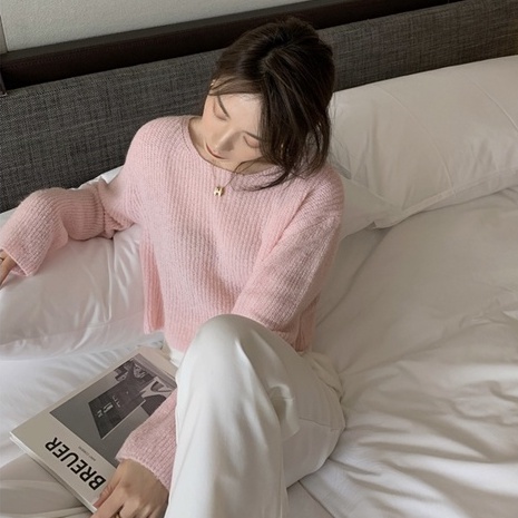 Xiaozhainv Áo sweater croptop dài tay dáng rộng thời trang Hàn Quốc cho nữ