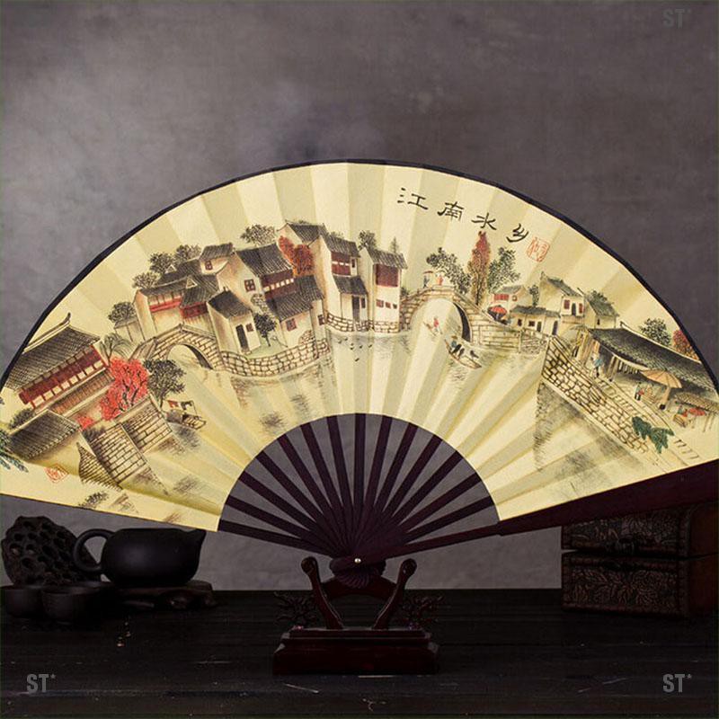Quạt Xếp Bằng Sợi Polyester Phong Cách Trung Hoa