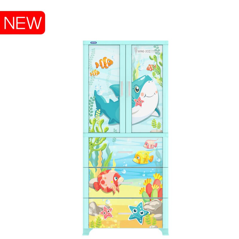 Tủ Nhựa Treo Quần Áo Duy Tân WING-2C-3N 70 X 50 X 160 Cm (Xanh Dương)-TẶNG KÈM 1 GIÁ GỖ ĐỌC SÁCH, IPAD