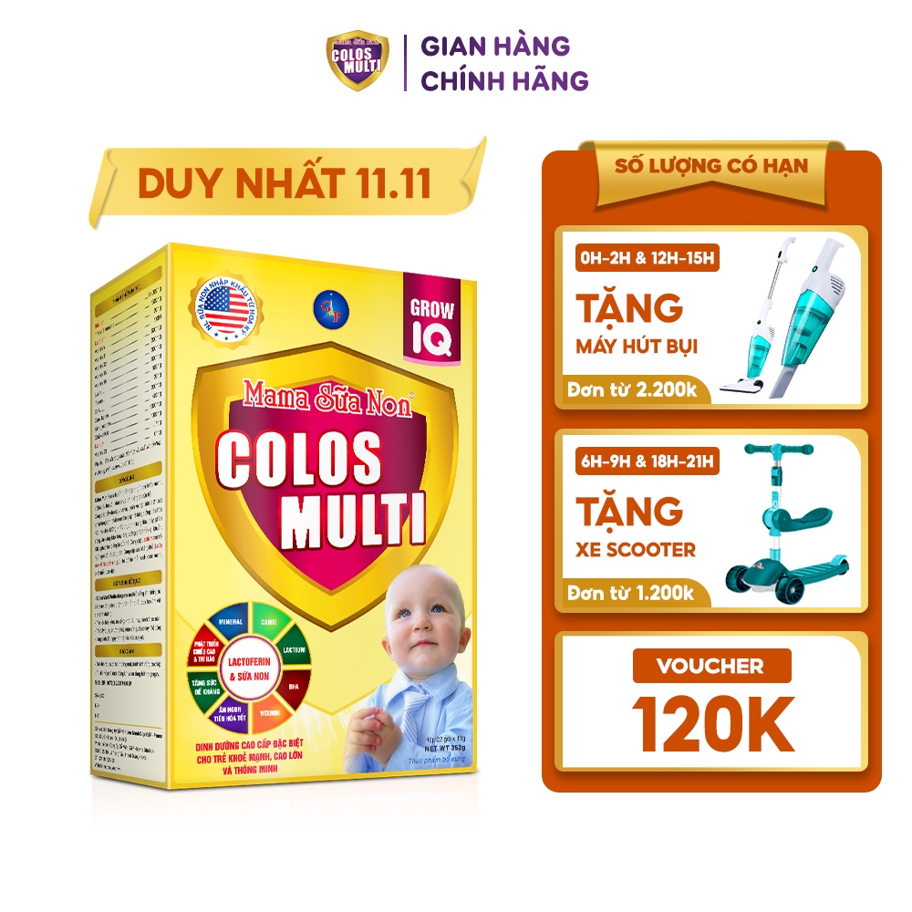Sữa bột Colosmulti IQ hộp 22 gói x 16g hỗ trợ phát triển chiều cao và trí thông minh cho trẻ