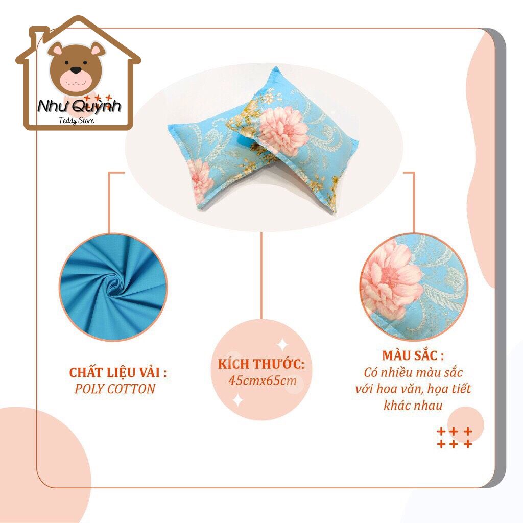 Áo gối nằm, vỏ gối đầu poly cotton họa tiết đẹp kích thước 45x65 (cm)