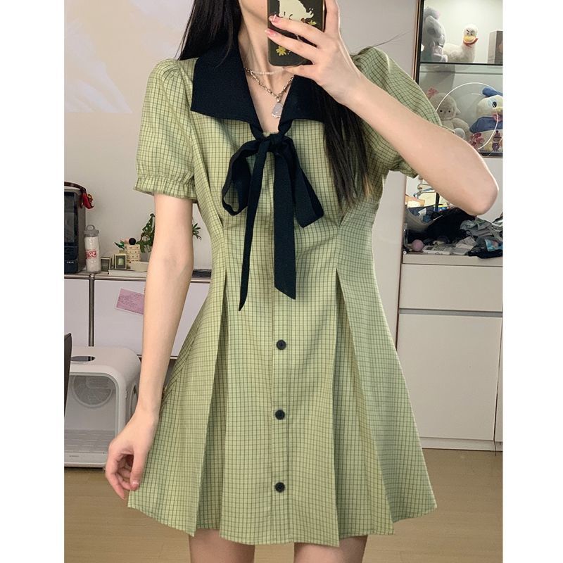 Đầm Chữ A Tay Ngắn Dáng Ôm Thời Trang Mùa Hè Màu Xanh Lá Cho Nữ