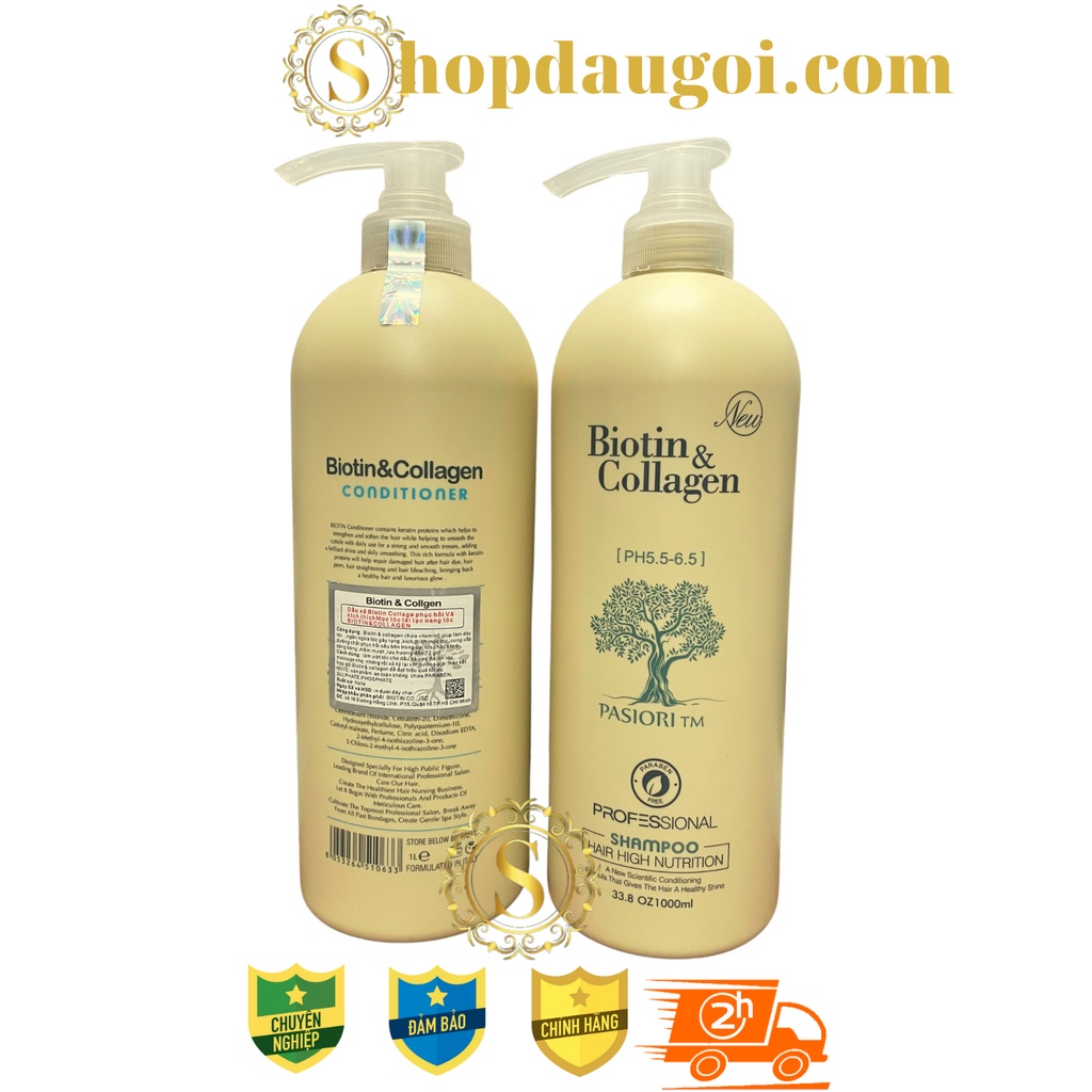 Dầu Gội Xả Biotin Colagen chống rụng tóc và kích thích mọc tóc phục hồi hư tổn 1000ml * 2