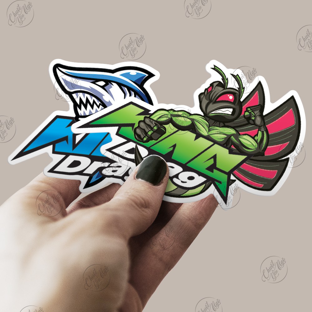 Bộ 9 tem decal KING DRAG chống nước chất lượng cao dán xe trang trí nón bảo hiểm