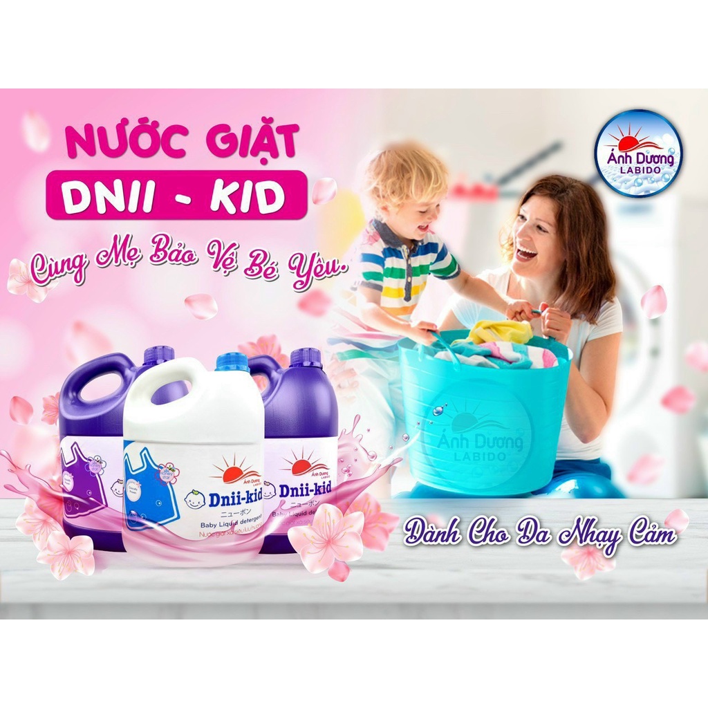 Nước Giặt Xả Dnii-Kid Can 3600ML An Toàn Cho Da Trẻ Nhỏ, Siêu Thơm, Siêu Tiết Kiệm