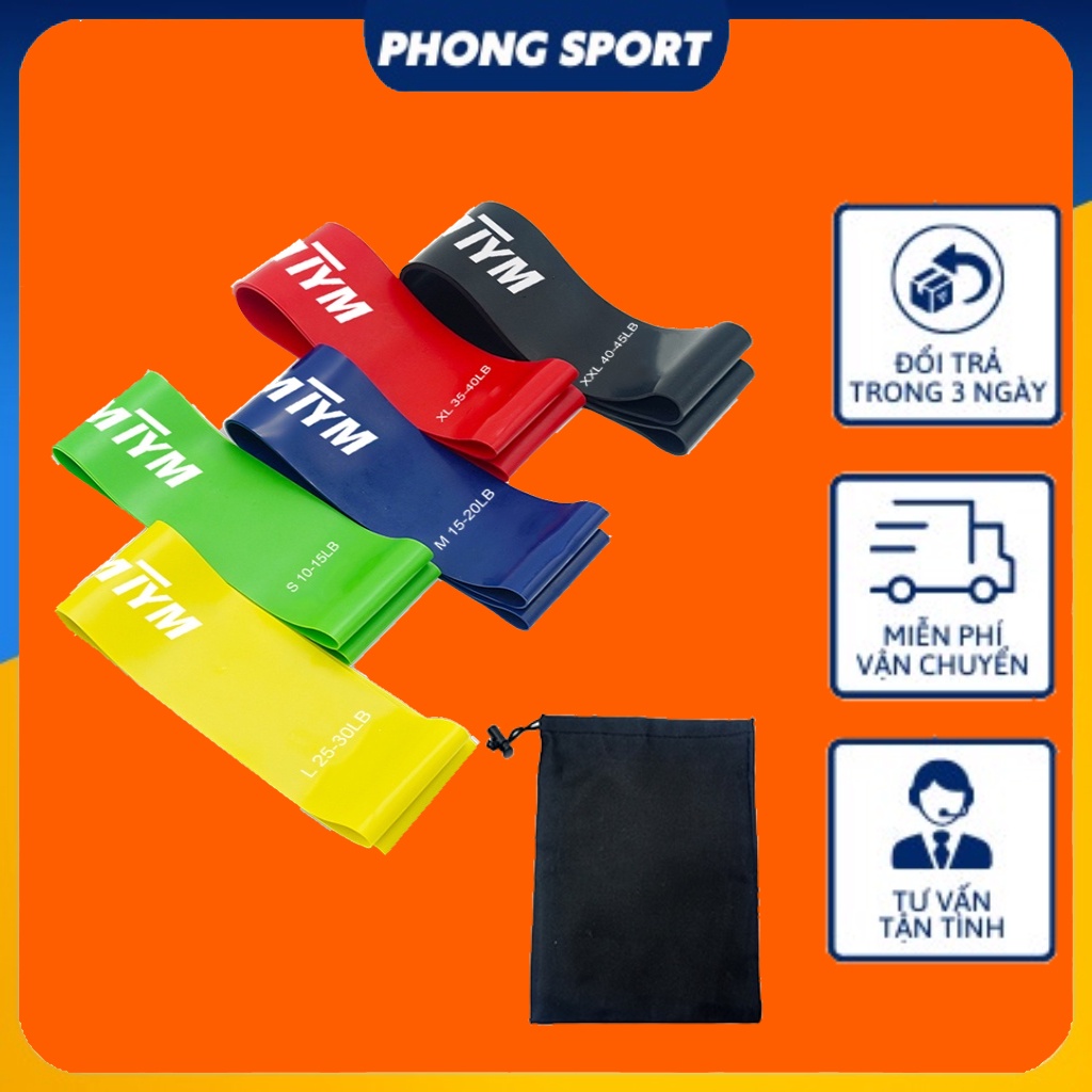 Dây kháng lực, miniband cao su tập gym, tập mông đùi tại nhà bộ 6 dây - PHONG SPORT