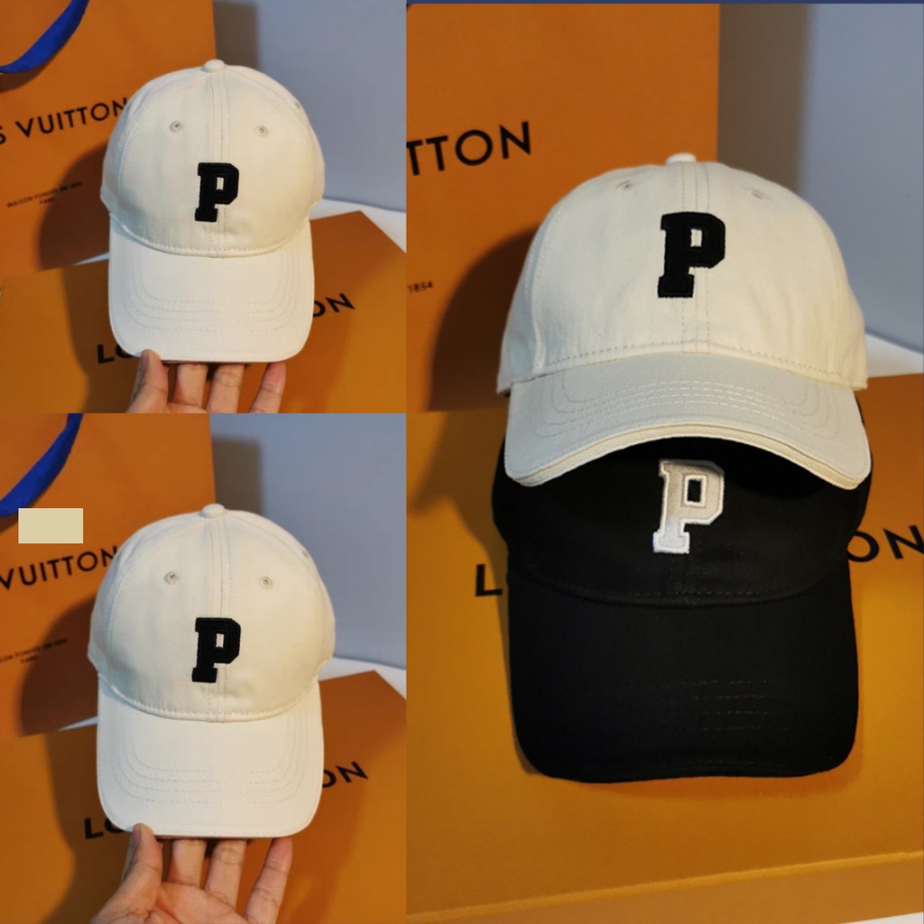 Mũ lưỡi trai, nón kết thêu chữ P màu đen trắng phong cách Ulzzang phù hợp đi chơi, đi học, basic, M03