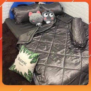 [Sale off] Chăn ga gối phi lụa_L17 (xám đậm)