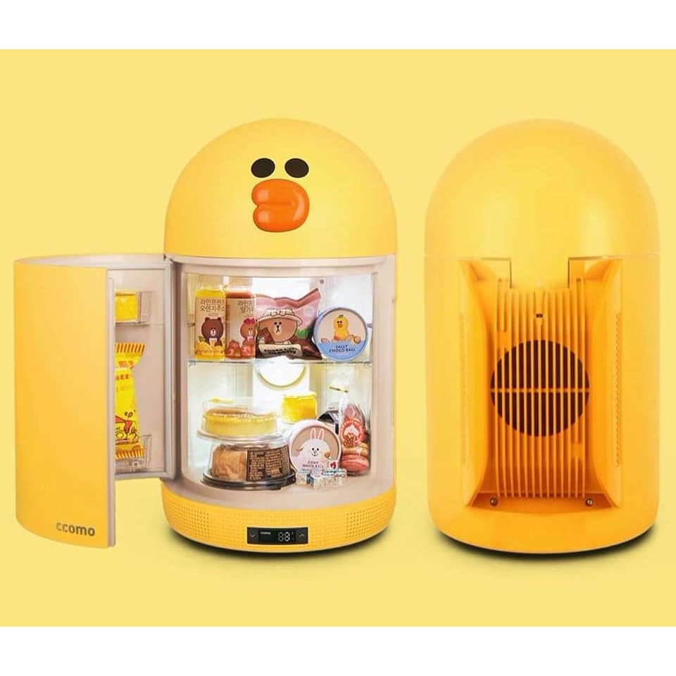 Tủ lạnh mini đựng mỹ phẩm Ccomo x Line Friends - Tủ lạnh mini kiêm loa bluetooth  - màu vàng