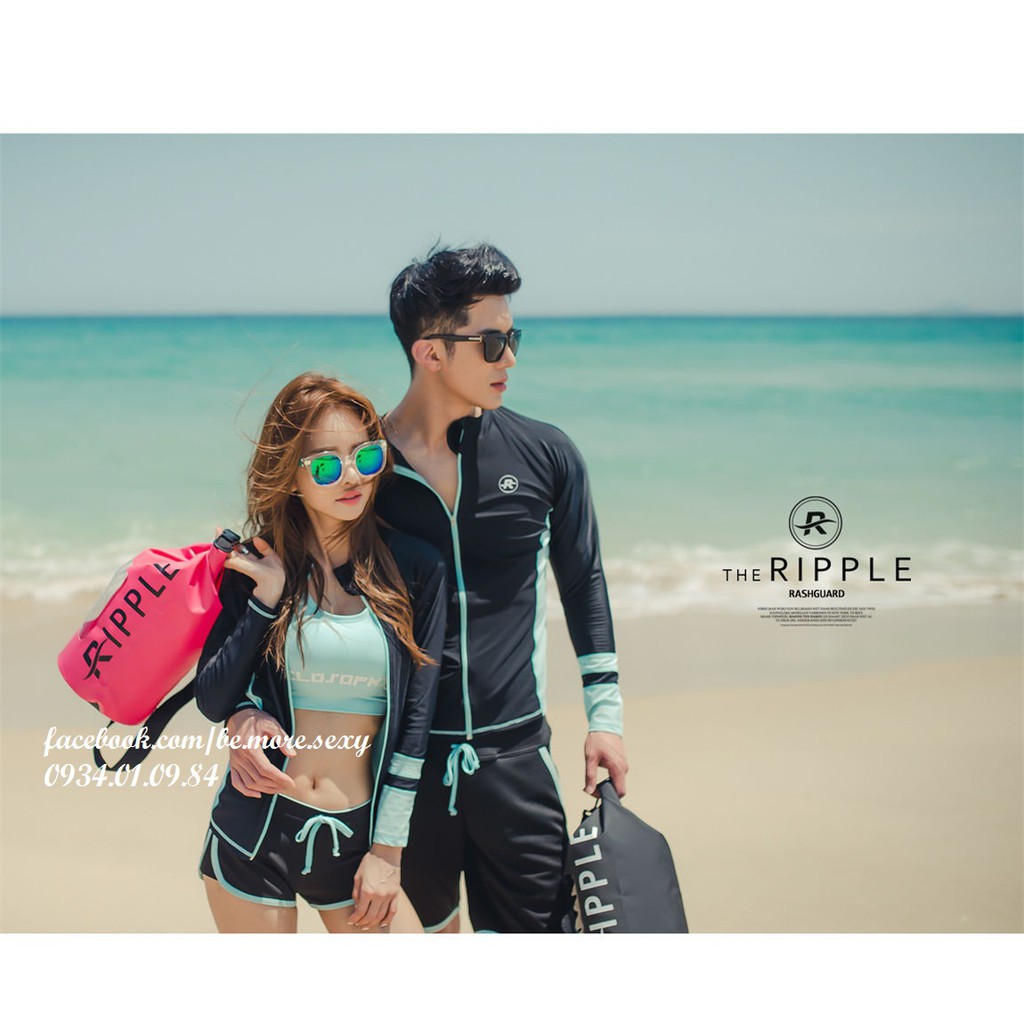 Đồ bơi dài tay Hàn Quốc nữ khoác xanh đen | BigBuy360 - bigbuy360.vn