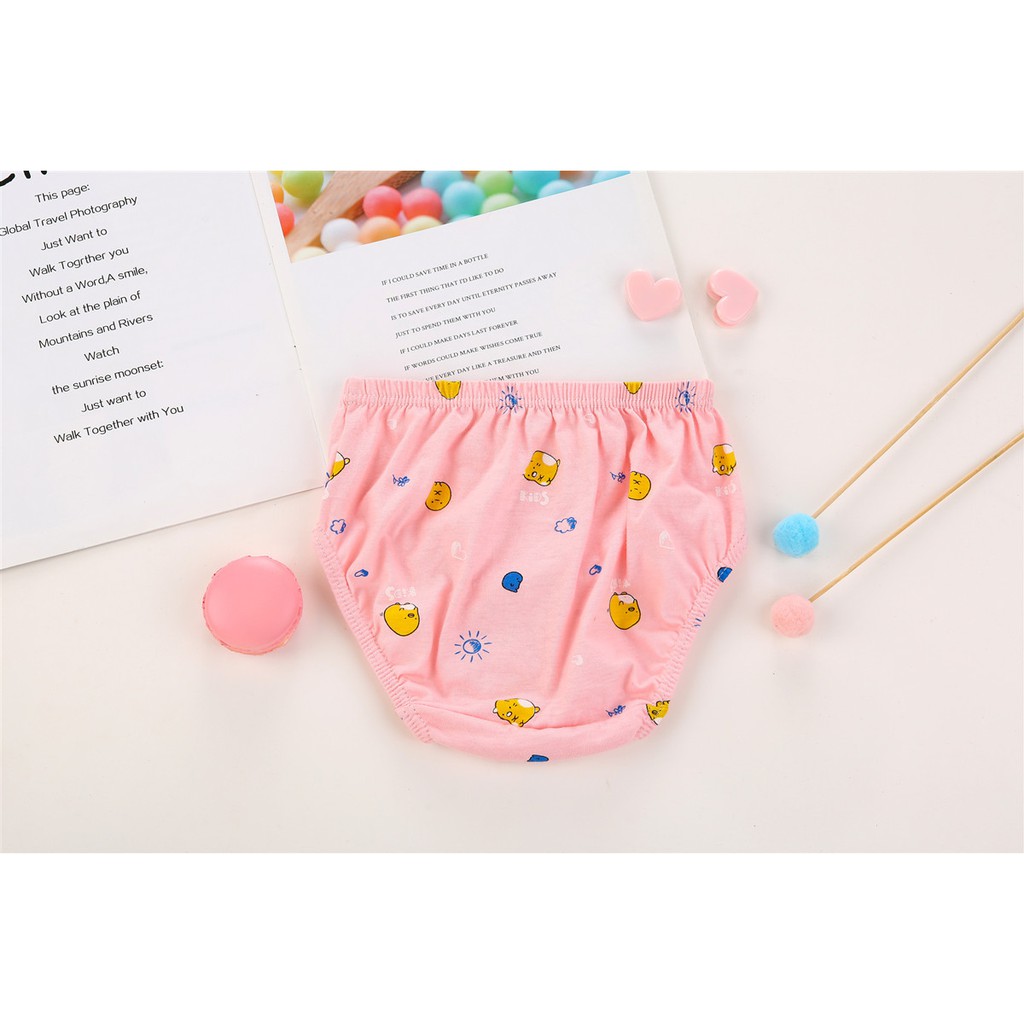 Set 5 quần lót bé gái Hàn Quốc 100% vải cotton thoáng mát, an toàn cho sức khỏe của bé mẫu Happy-Lovely-Vàng