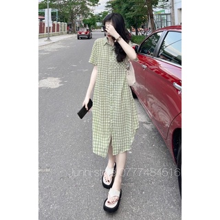 Váy Sơ Mi Kẻ Xuông Dài