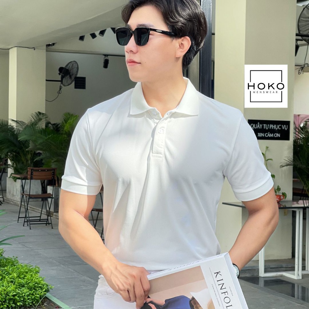 ÁO THUN NAM POLO NAM TRẮNG TRƠN HOKO CAO CẤP GIÁ RẺ