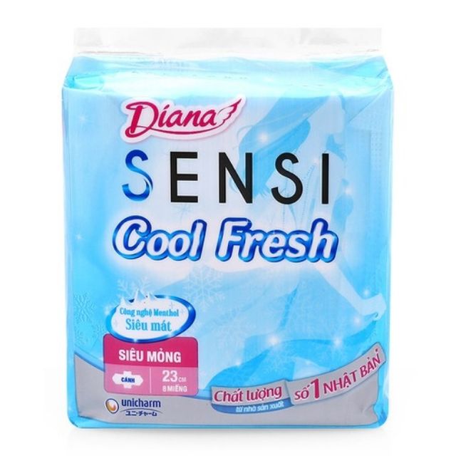 Băng vệ sinh Diana Sensi Cool siêu mỏng cánh 23cm 8 miếng