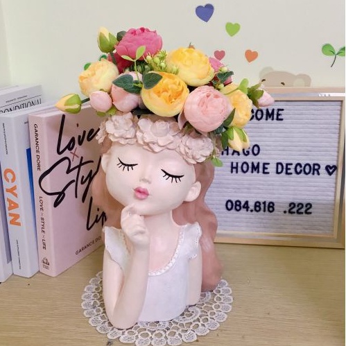 Lọ hoa, bình hoa cô gái thiên thần cắm sẵn hoa baby khô và nhiều mẫu hoa xinh xắn