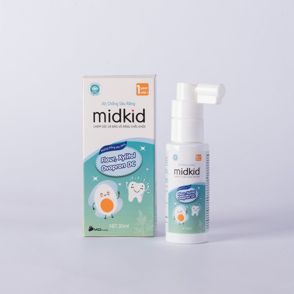 [Tặng khẩu trang] Xịt Chống Sâu Răng MIDKID an toàn tuyệt đối dành cho bé Chai 30ml