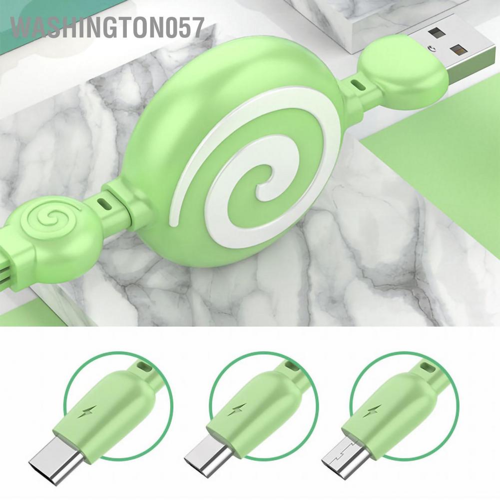 Washington057 Cáp sạc 3 trong 1 USB Hình dạng kẹo mút có thể co giãn điện thoại nhanh cho IOS Android Huawei
