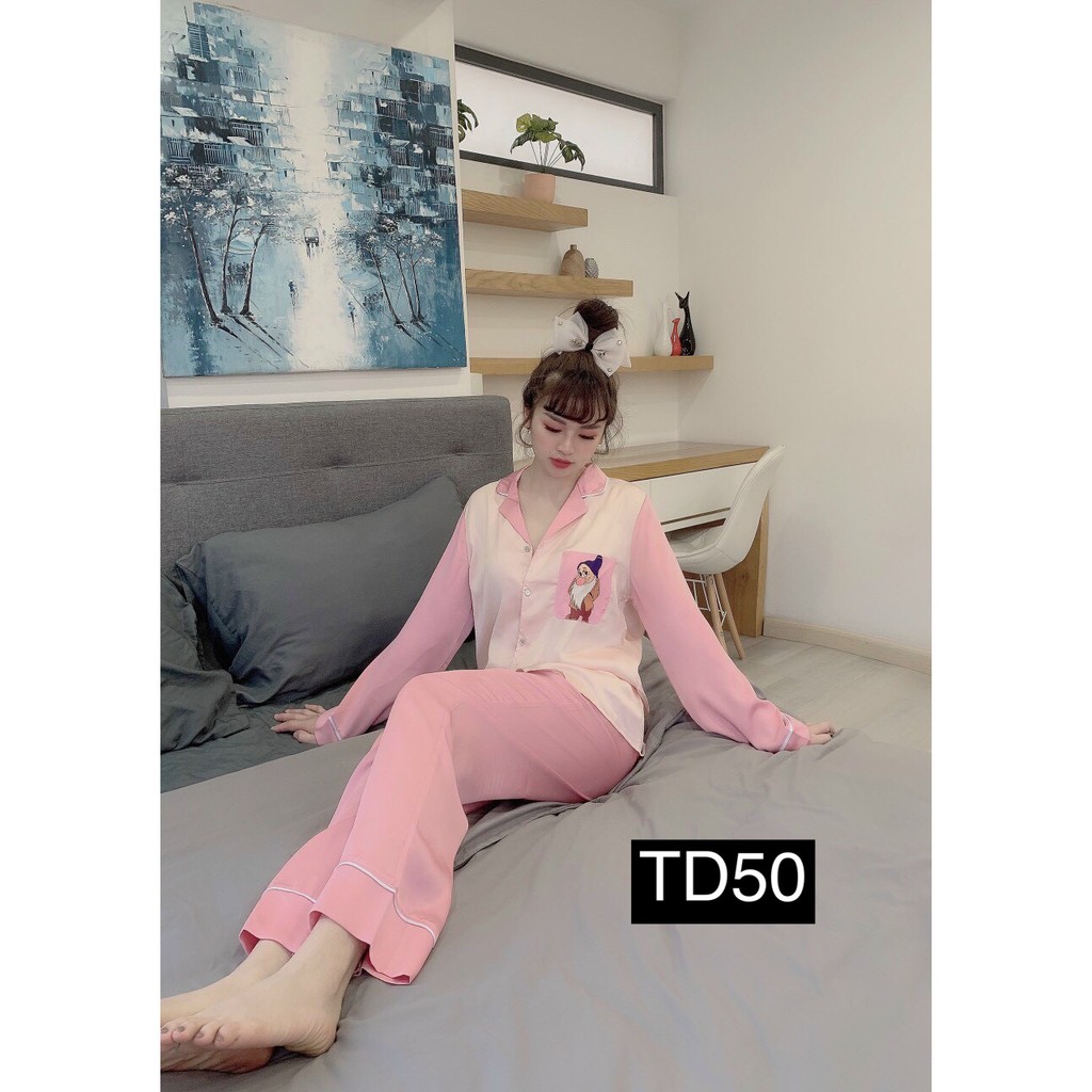 Set Đồ Bộ Nữ Pijama Tay Dài Quần Dài Lụa Satin Cao Cấp HotGirl Hàng Đẹp Chuẩn Shop HotTrend Thu Đông 2019