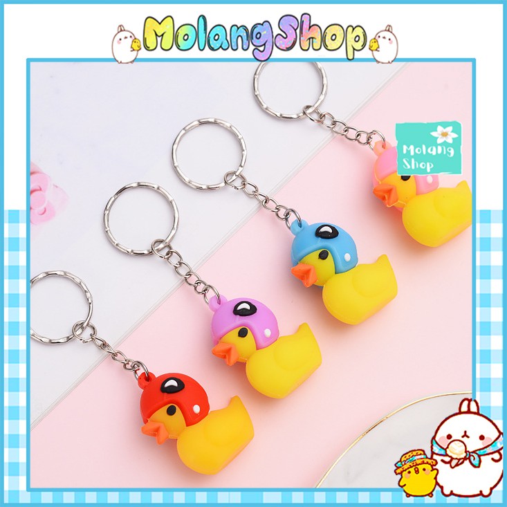 Móc Khóa Vịt Đội Nón / Đội Mũ Bảo Hiểm Kawaii