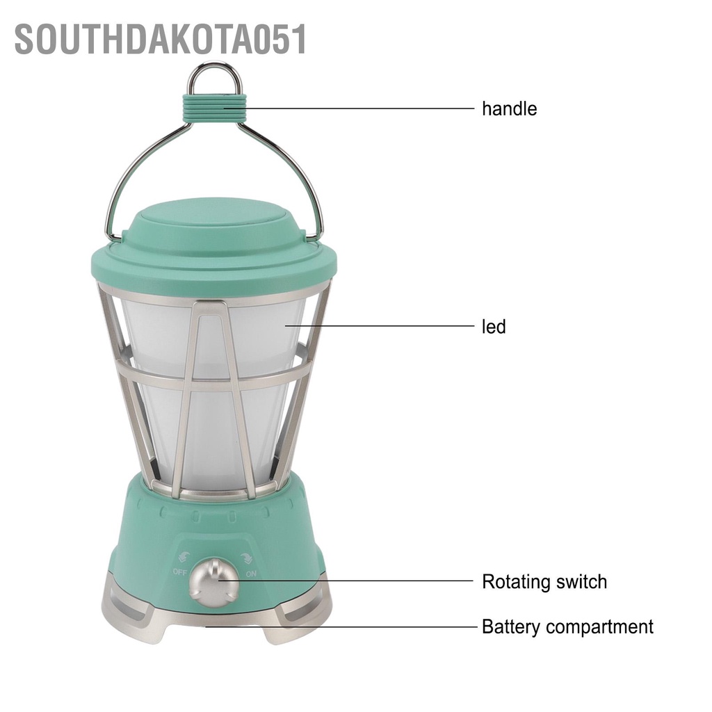 Southdakota051 Đèn lều cắm trại ngoài trời chạy pin cổ điển với ngọn lửa ánh sáng đỏ và trắng