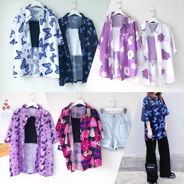 Set Sơmi Hoạ Tiết CropTop Hai Dây Ảnh Thật