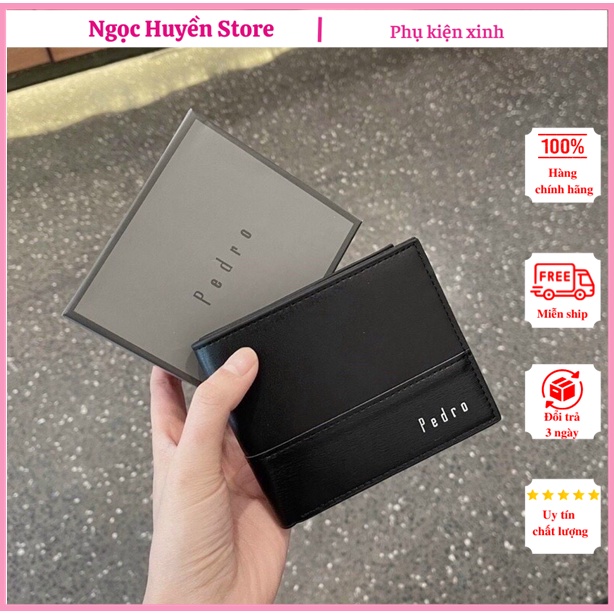 ⚡𝐋𝐨𝐚̣𝐢 𝟏- 𝐀̉𝐧𝐡 𝐭𝐡𝐚̣̂𝐭⚡ Ví Da Nam Pedro Cao Cấp- Ví Nam Ngang Full Hộp Và Túi Xách Giấy Sang Trọng, Qùa Tặng Cho Nam MS02