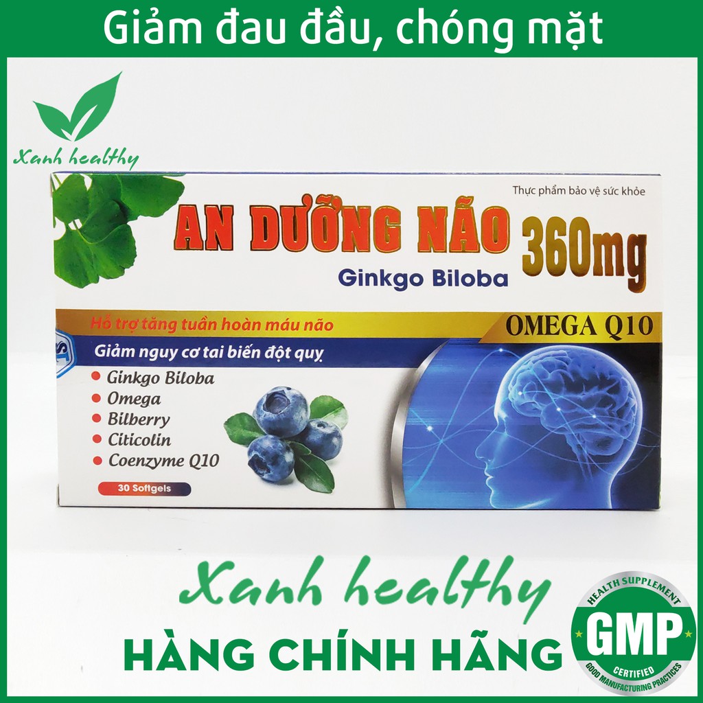 An Dưỡng Não Ginkgo Biloba 360mg 30v giảm đau đầu, hoa mắt, chóng mặt, rối loạn tiền đình