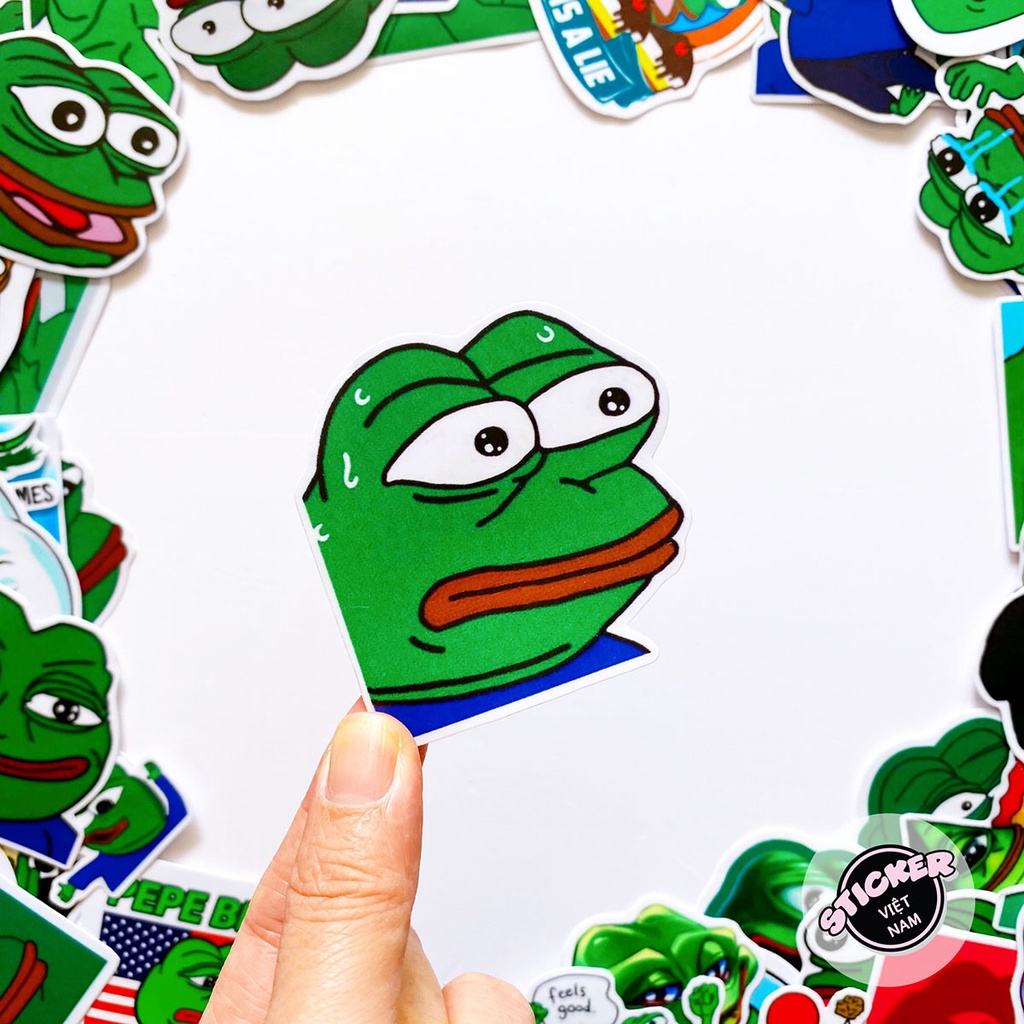 Ếch Xanh PePe MeMe Stickers - Chất liệu PVC chất lượng cao chống nước - Kích thước 4-8cm - Sticker Việt Nam