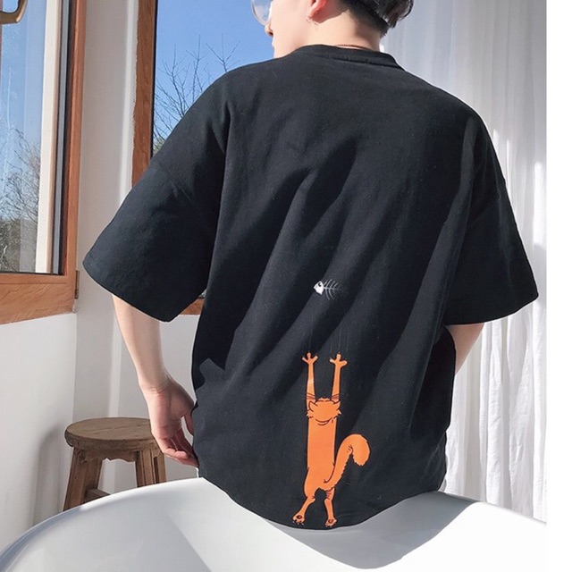Áo thun tay lỡ form rộng - phông nam nữ cotton oversize - T shirt mèo cào - 2N Unisex