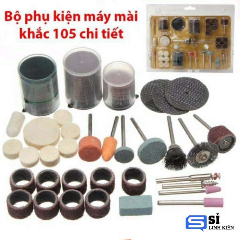 Bộ phu kiện mài khắc đa năng 105 chi tiết cho máy khoan mài mini - Bộ phụ kiện mài khắc đánh bóng 105 chi tiết