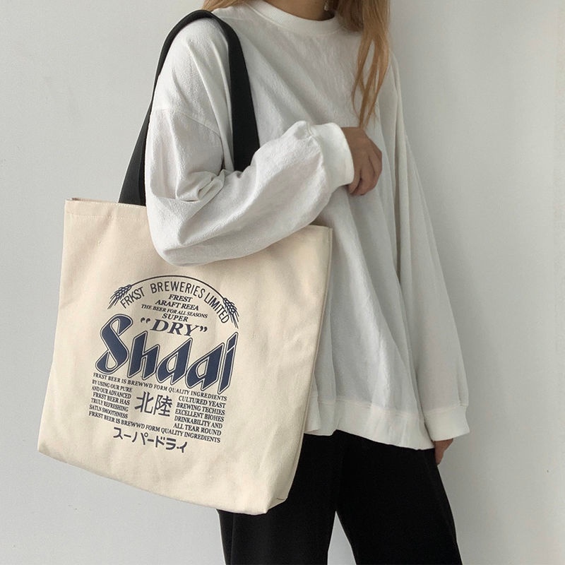Túi xách YADOU bằng vải canvas cotton in họa tiết màu sắc sáng tạo