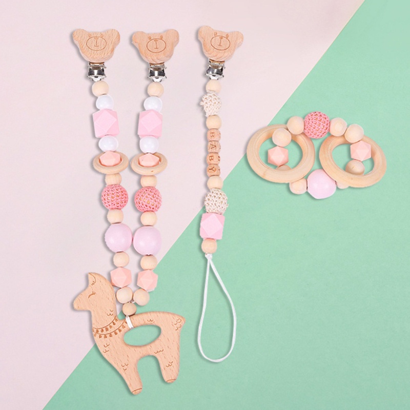 Set 3 Món Đồ Chơi Gồm Vòng Tay / Núm Vú Giả / Kẹp Khóa Đa Ứng Dụng Cho Bé Sơ Sinh Mọc R