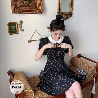 Đầm hoa nhí bigsize hở ngực cổ sen dáng xòe - váy hoa nhí bigsize - đi chơi dự tiệc - HS4143
