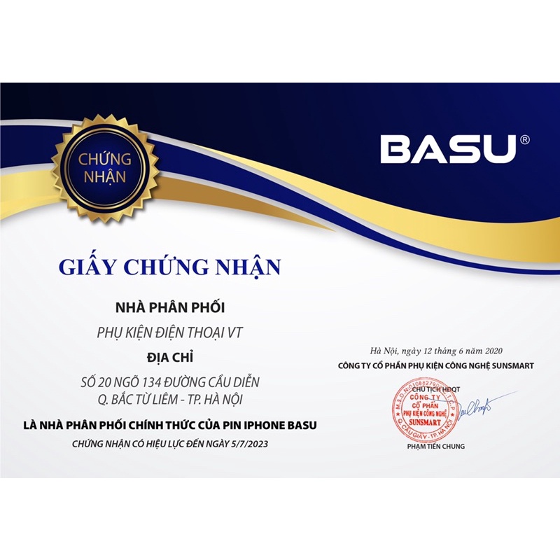 Pin basu dung lượng chuẩn theo máy